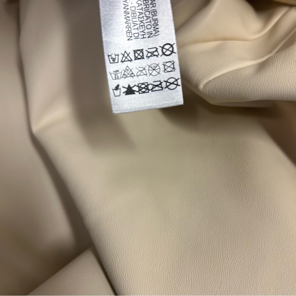 Zara ecru cream faux leather pleather high rise leggings zippered ankle L NWT - Picture 11 of 15